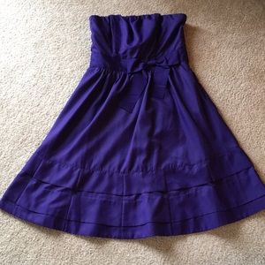 Purple strapless semi formal dress